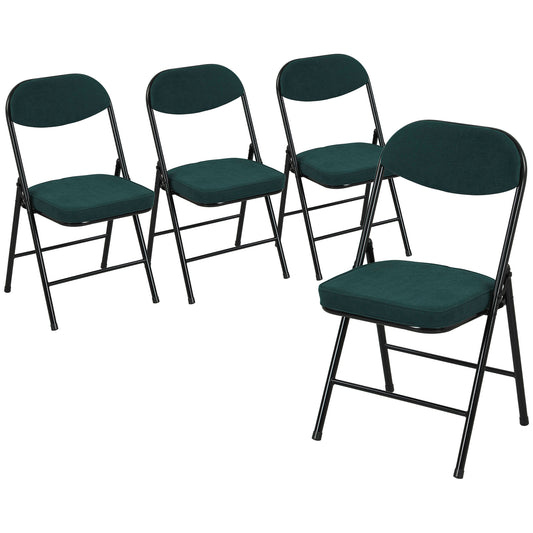 Photo of HOMCOM Set of Four Folding Corduroy Seat Chairs - Teal in Teal colour on a white background