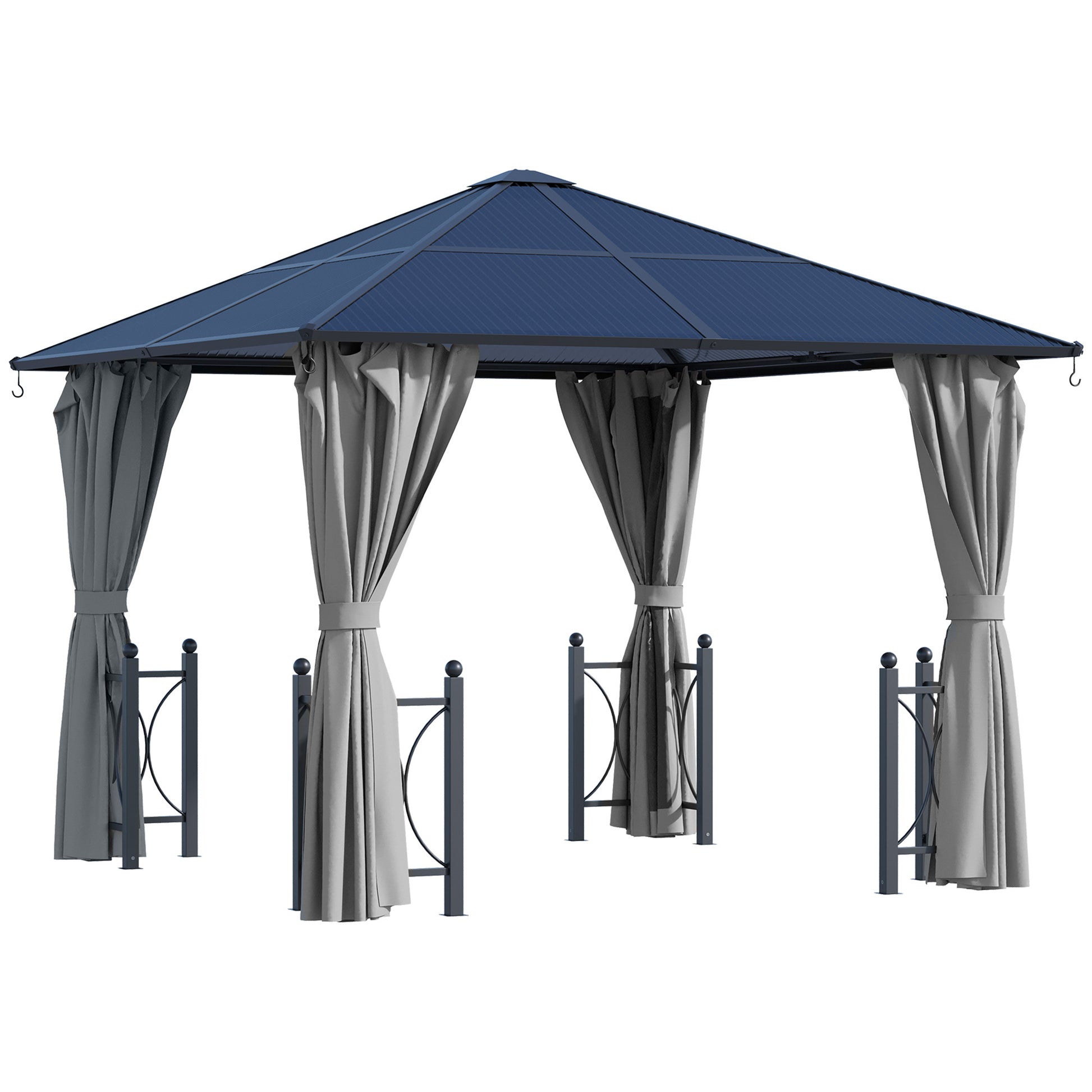 Photo of Outsunny 3 x 3(m) Hardtop Gazebo Canopy with Polycarbonate Roof, Alloy Aluminium Frame, Black in Black colour on a white background
