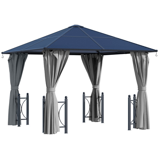 Photo of Outsunny 3 x 3(m) Hardtop Gazebo Canopy with Polycarbonate Roof, Alloy Aluminium Frame, Black in Black colour on a white background