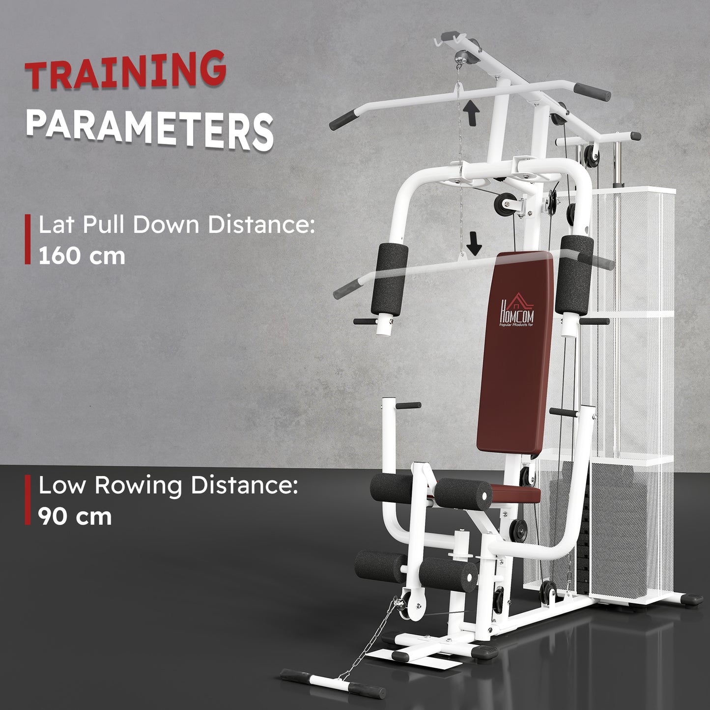 HOMCOM Home Multi Gym Large Multifunction Sturdy Strength Training Machine for Home Workout, White