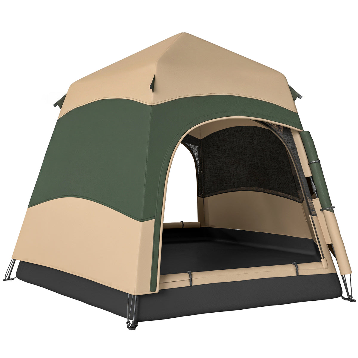 Photo of Outsunny 3 Man Instant Pop Up Tent with Rainfly, Portable Camping Shelter with Sewn-in Groundsheet, Carry Bag, Khaki in Khaki colour on a white background