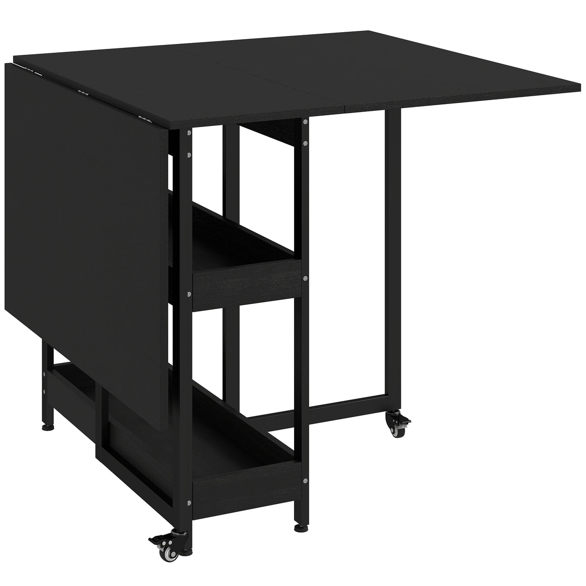 Photo of HOMCOM Four-Person Drop Leaf Table - Black Wood-Effect in Wood-Effect colour on a white background