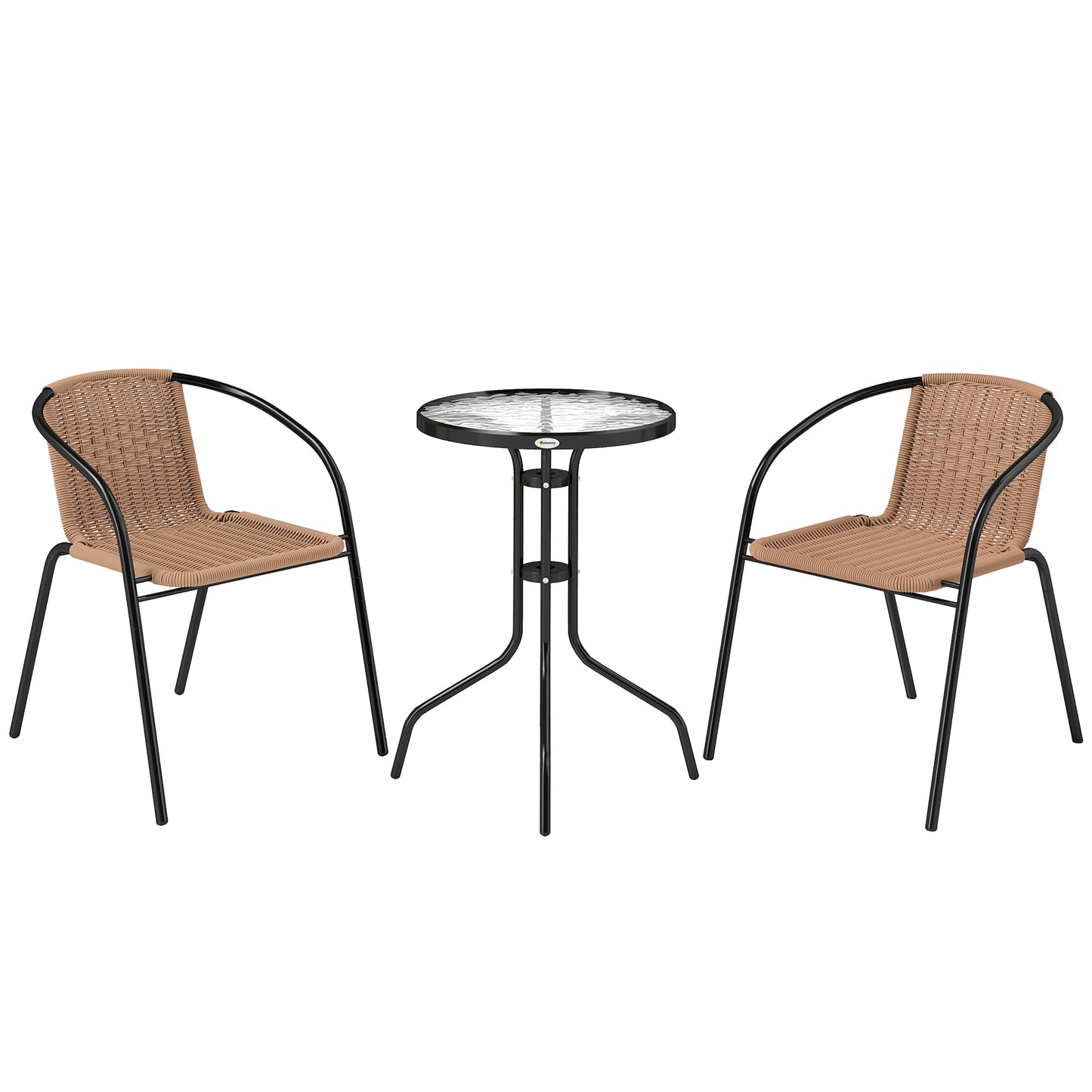 Photo of Outsunny 3 Pieces Rattan Bistro Set - Brown in Brown colour on a white background