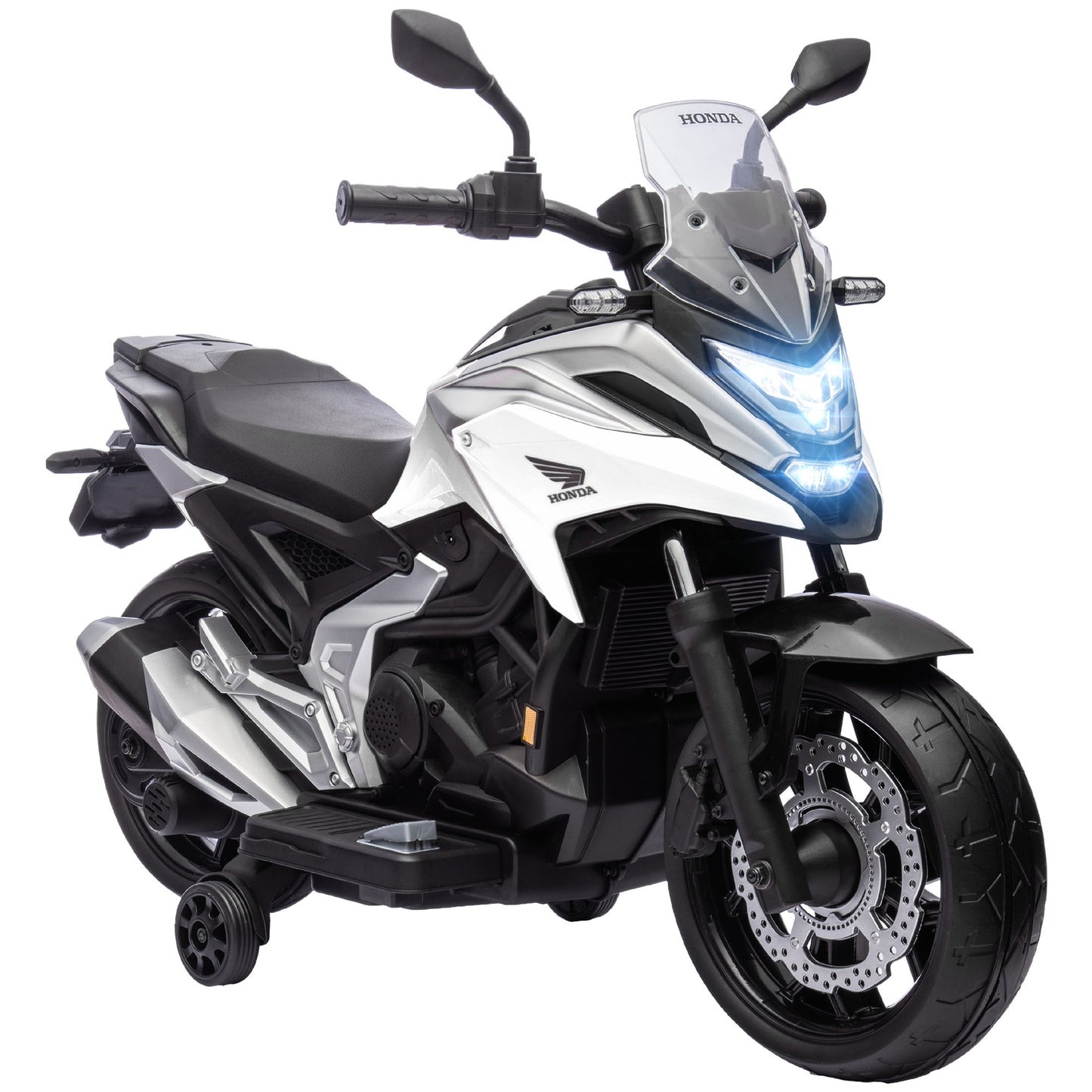 Photo of AIYAPLAY 12V Honda Licensed Kids Electric Motorbike w/ Music, Headlights, Early Education Function, for Ages 3-6 Years, White in White colour on a white background