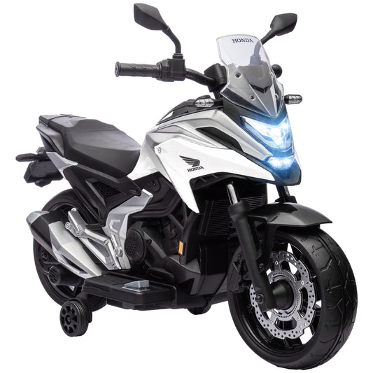 Photo of AIYAPLAY Licensed Honda 12V Kids Electric Motorbike with Training Wheels, Soft Start, Headlights, Music for 3-6 Years, White in White colour on a white background