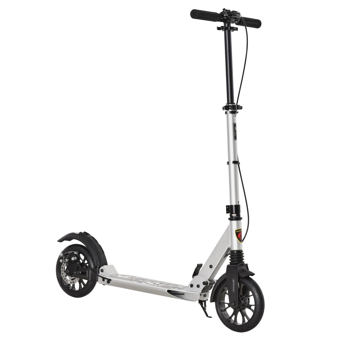 Photo of HOMCOM Teen/Adults Aluminium Folding Kick Scooter w/ Shock Mitigation System Silver in Silver colour on a white background