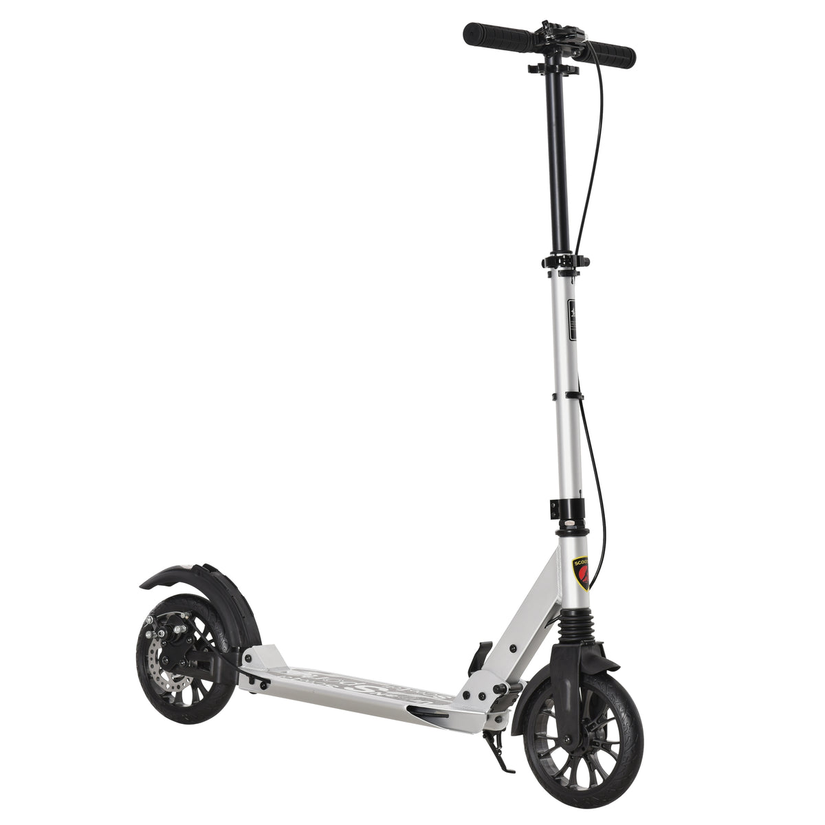 Photo of HOMCOM Teen/Adults Aluminium Folding Kick Scooter w/ Shock Mitigation System Silver in Silver colour on a white background