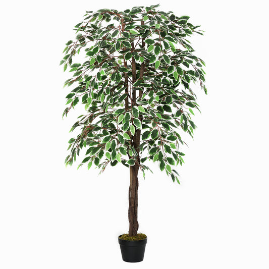 Photo of Outsunny Artificial Plant in Pot, Fake Plant for Home Indoor Decor, 160cm, Green in Green colour on a white background