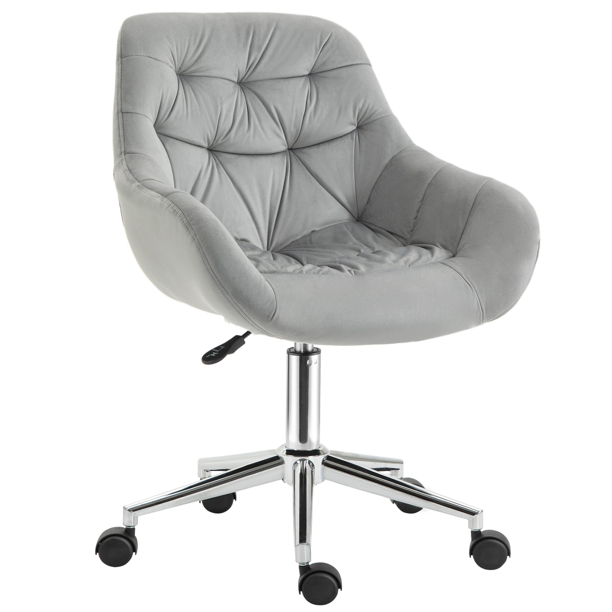 Photo of Vinsetto Home Office Chair Velvet Ergonomic Computer Chair Comfy Desk Chair with Adjustable Height, Arm and Back Support, Grey in Grey colour on a white background