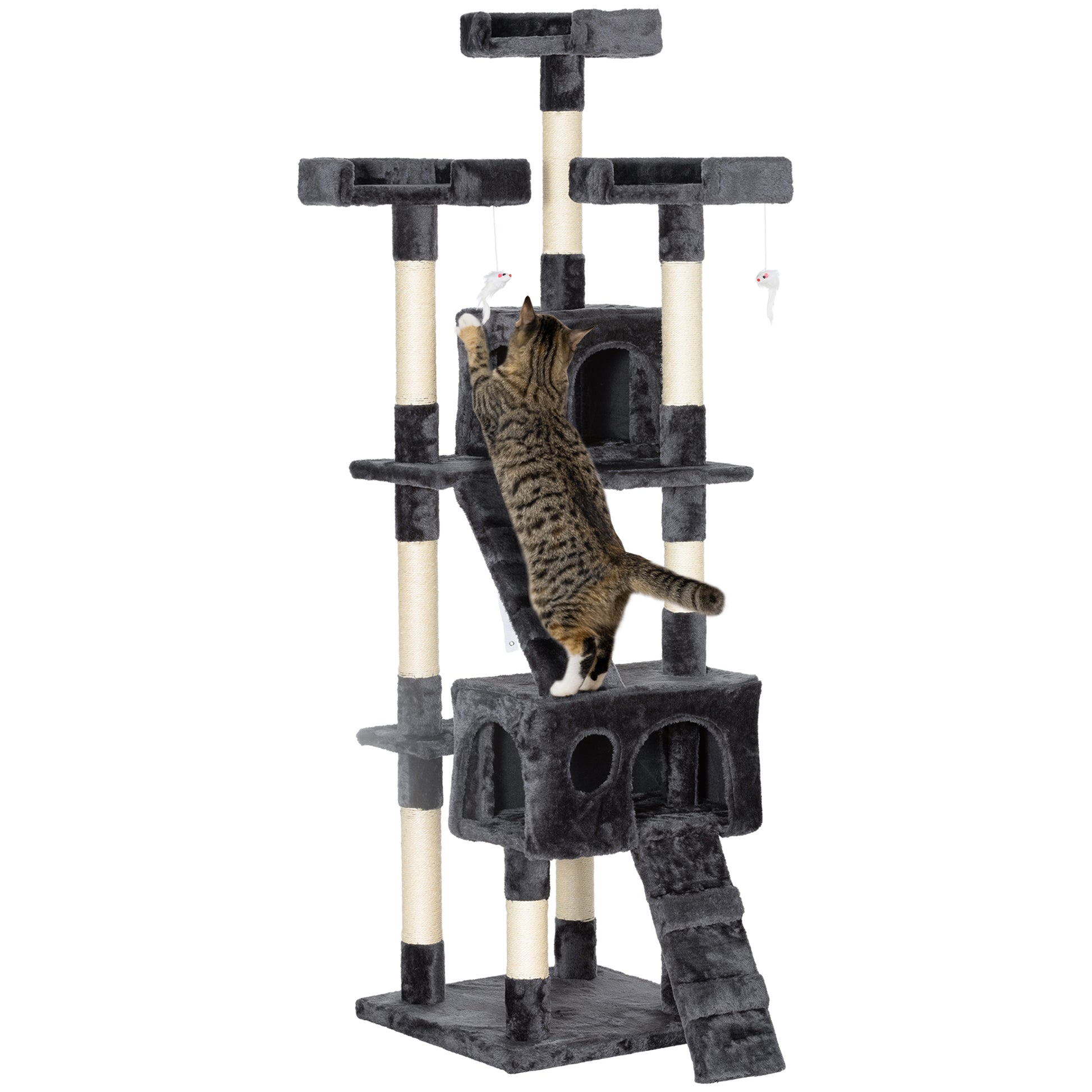 Photo of PawHut Cat Tree Scratching House, Activity Play Centre in Centre colour on a white background