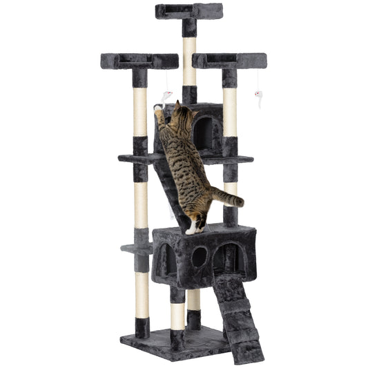 Photo of PawHut Cat Tree Scratching House, Activity Play Centre in Centre colour on a white background