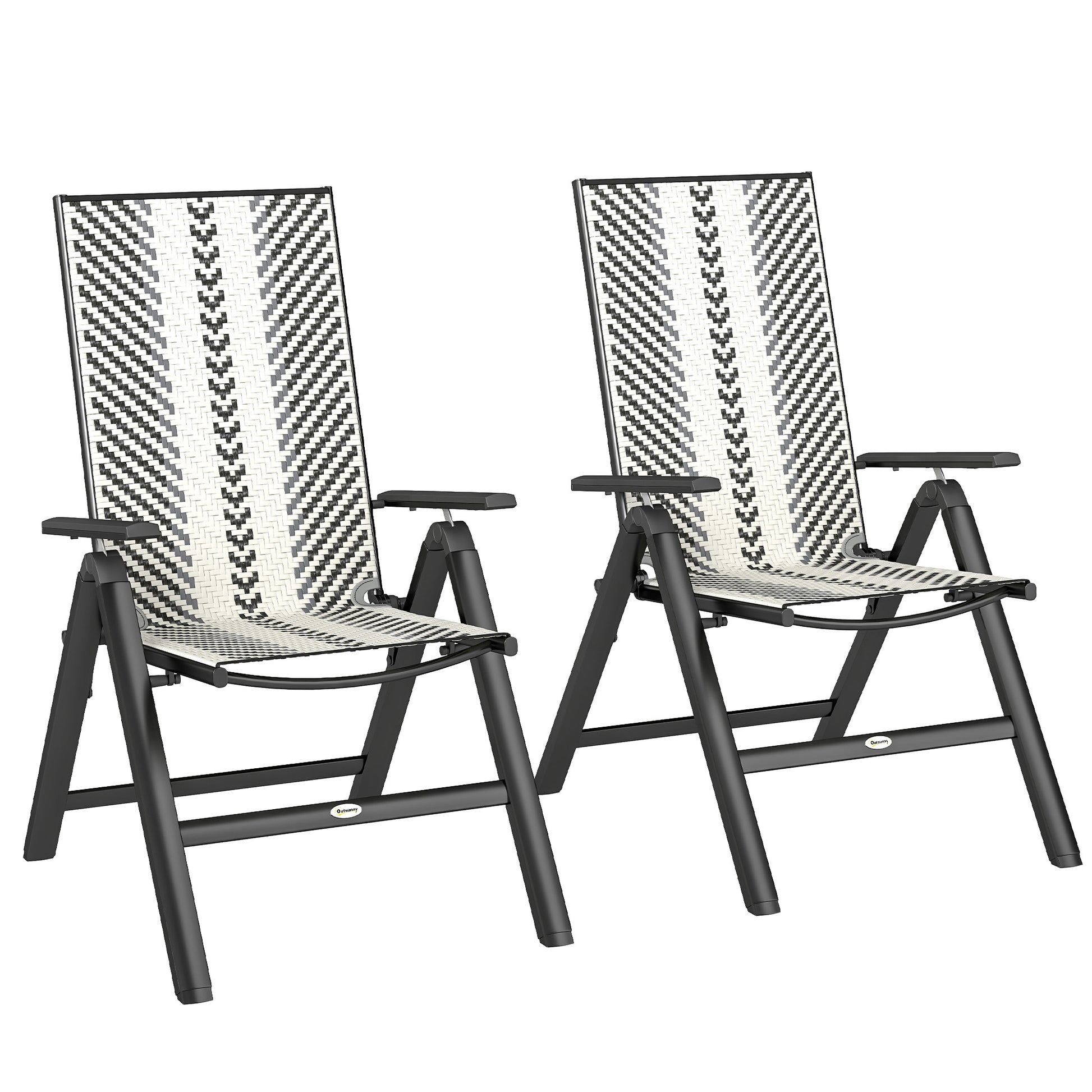 Photo of Outsunny Set of Two Rattan Reclining Garden Chairs - Grey in Grey colour on a white background
