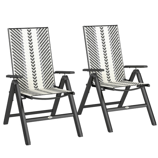 Photo of Outsunny Set of Two Rattan Reclining Garden Chairs - Grey in Grey colour on a white background