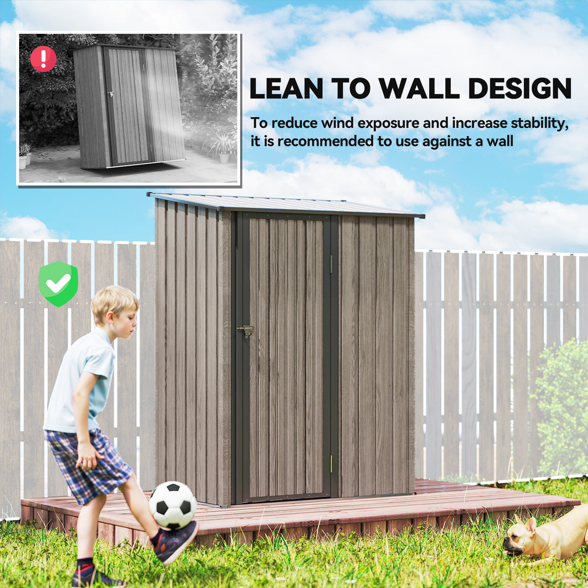 Outsunny metal garden shed with closed door and lean-to roof
