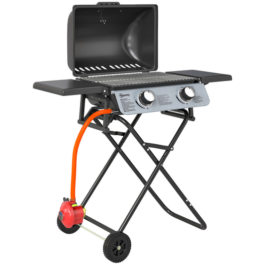 Photo of Outsunny Two-Burner Portable Suitcase BBQ - Black in Black colour on a white background