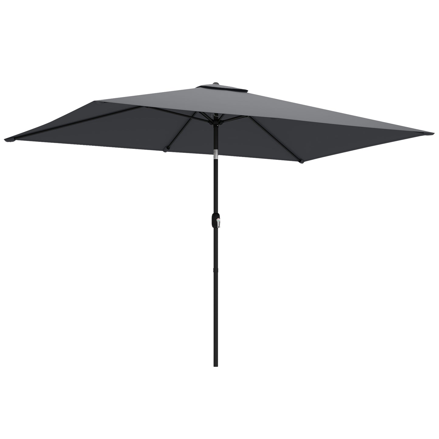 Photo of Outsunny Garden Parasol, Parasol Umbrella with Crank Handle, Tilt Function, Polyester Canopy, Dark Grey in Grey colour on a white background