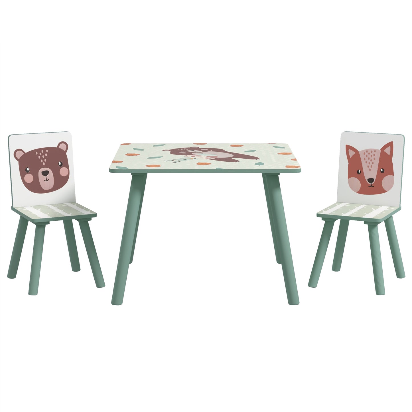 Photo of ZONEKIZ Kids and Table Chairs, Children Desk with Two Chairs, Toddler Furniture Set, for Ages 3-6 Years - Green in Green colour on a white background