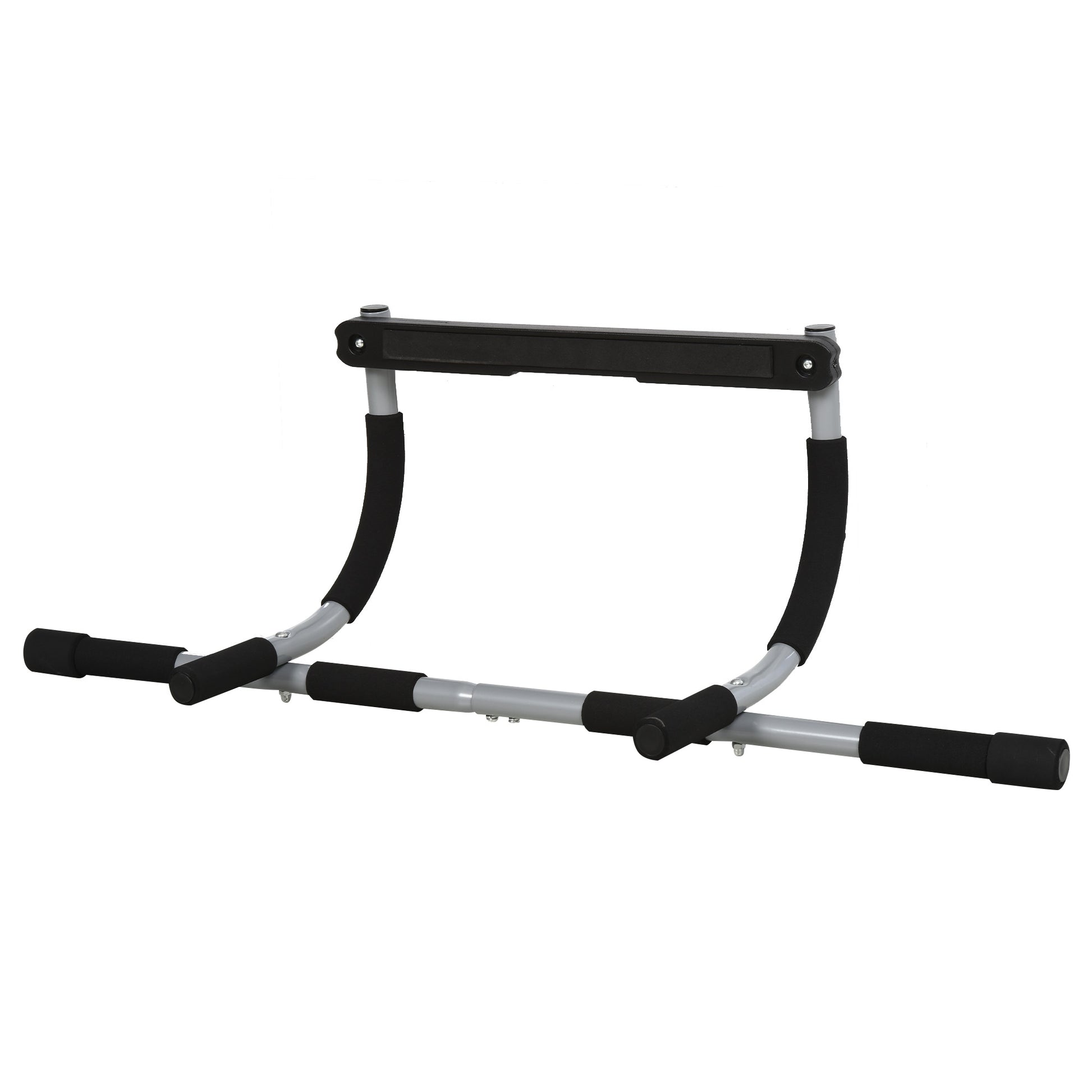 Photo of HOMCOM Doorway Pull up Bar, Door Frame Chin up Push up Bar for Home Gym Upper Body Workout, No Drilling or Screws, Grey in Grey colour on a white background