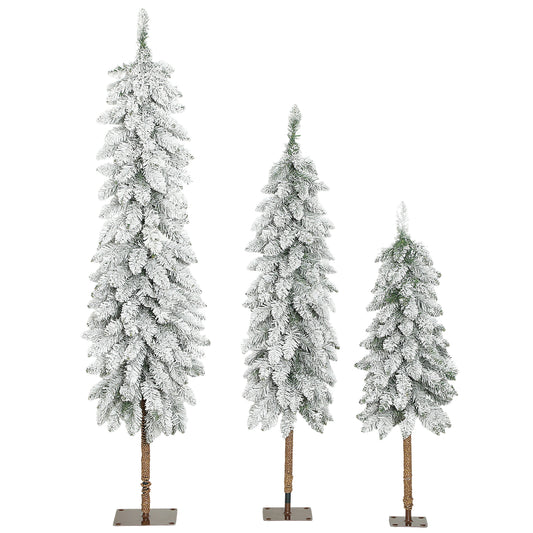 Photo of HOMCOM Set of 3 Pencil Flocked Christmas Tree, 3ft 4ft 5ft in 5ft colour on a white background