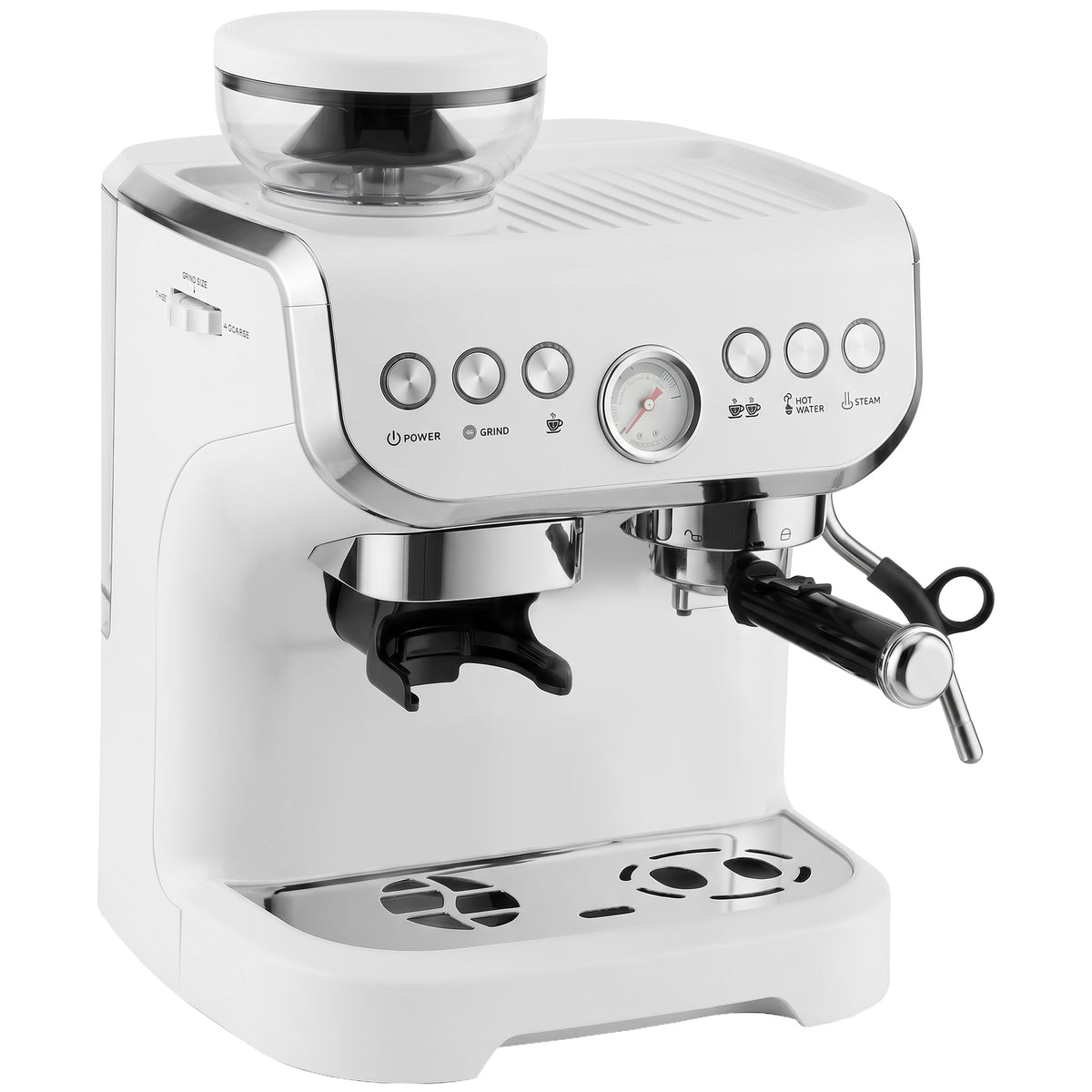 Photo of HOMCOM 15 Bar Coffee Machine, with Adjustable Grind, Steamer and Accessories - White in White colour on a white background