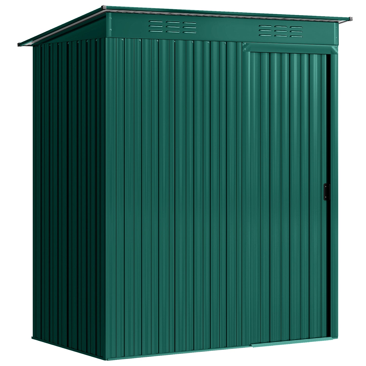 Photo of Outsunny 5 x 3.5ft Metal Garden Storage Shed with Effortless Assembly and 2 Pairs of Gloves, Waterproof Outdoor Shed, Green in Green colour on a white background