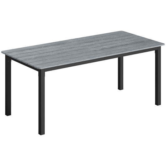 Photo of Outsunny Garden Dining Table for 6-8 Person, 180 x 86 cm Rectangular Outdoor Dining Table with Wood Slatted Top, Grey in Grey colour on a white background