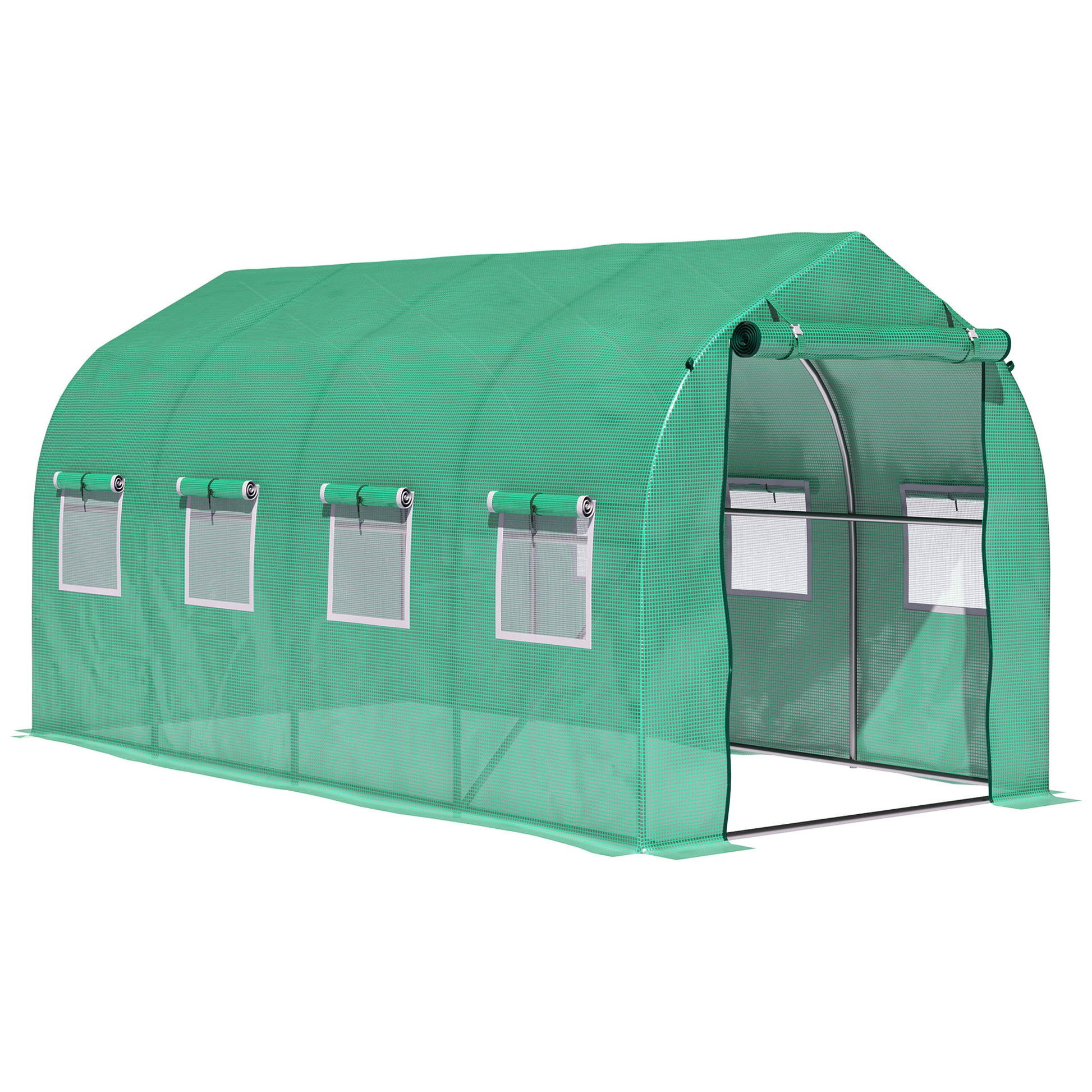Photo of Outsunny Polytunnel Greenhouse with Windows and Door, Walk in Greenhouse for Garden, Backyard (4 x 2 M) in M) colour on a white background