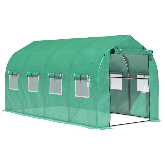 Photo of Outsunny Polytunnel Greenhouse with Windows and Door, Walk in Greenhouse for Garden, Backyard (4 x 2 M) in M) colour on a white background