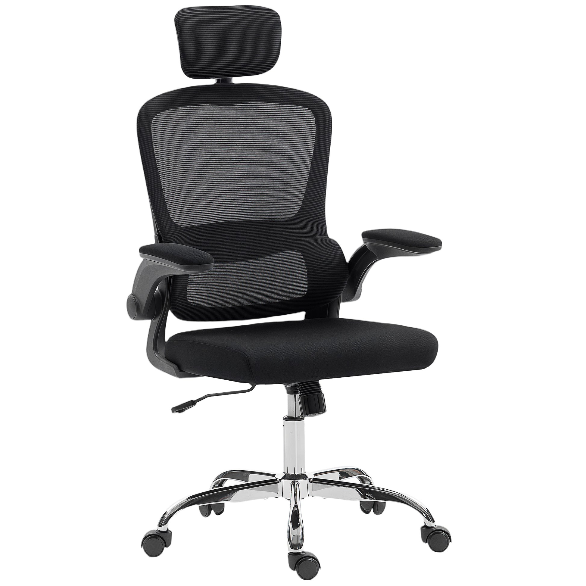 Photo of HOMCOM Mesh Back Office Chair, with Lumbar Support - Black in Black colour on a white background