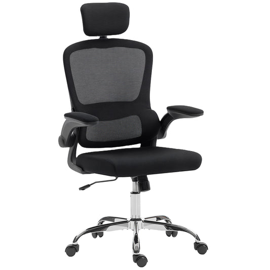 Photo of HOMCOM Mesh Back Office Chair, with Lumbar Support - Black in Black colour on a white background