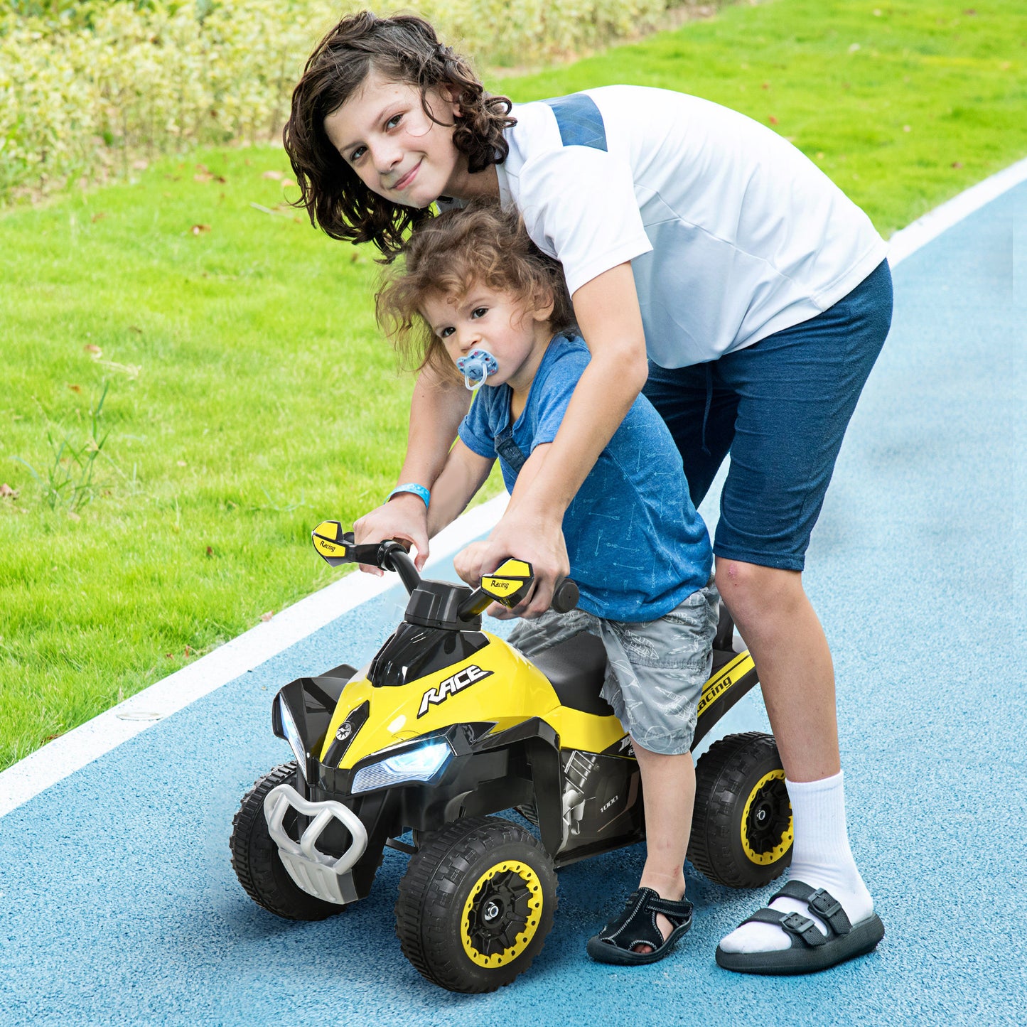 HOMCOM No Power Ride on Car Toddler Kids Walker Foot To Floor Slider w/ Music Lights for 18 - 36 Months Yellow