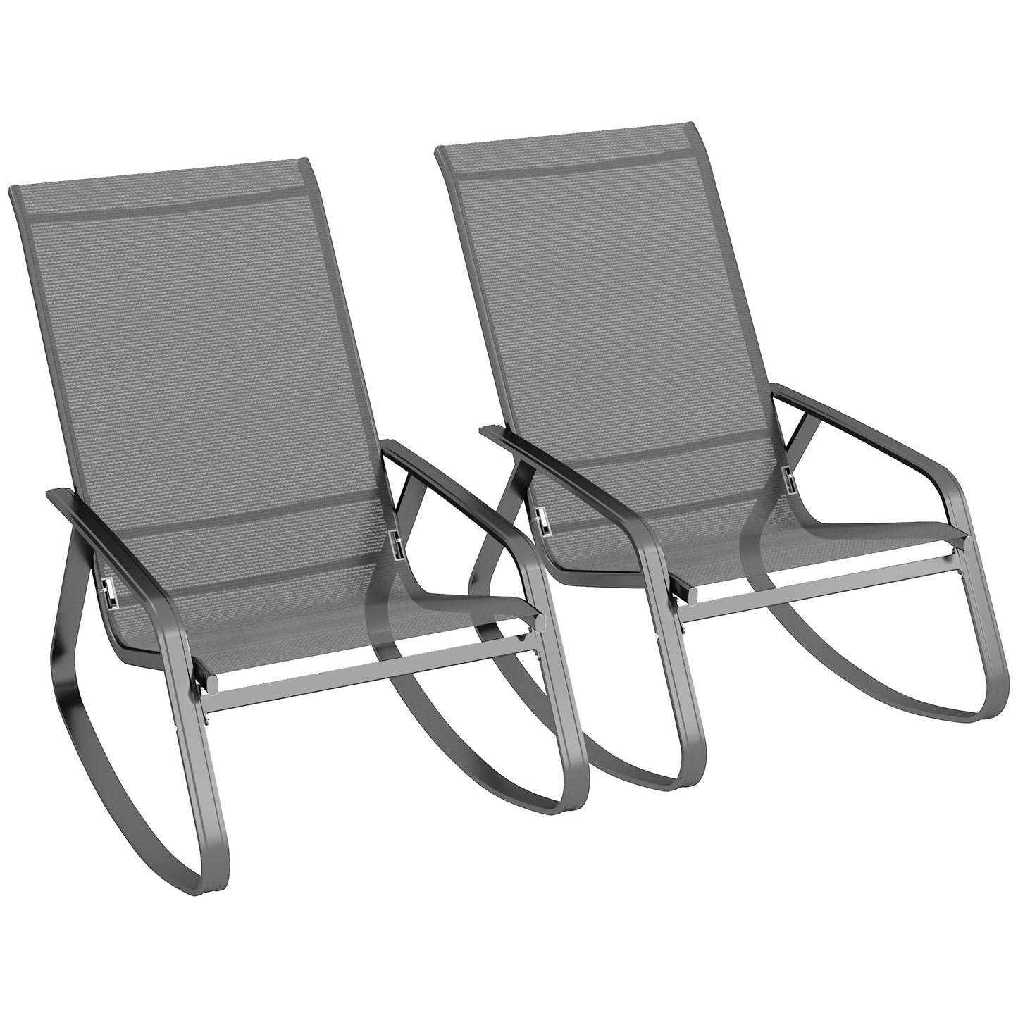 Photo of Outsunny Set of Two Rocking Garden Chairs - Grey in Grey colour on a white background