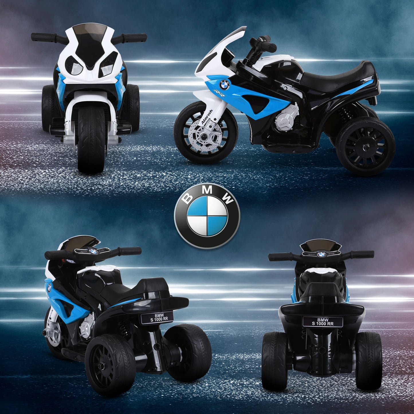 HOMCOM Electric Motorbike for Kids Ride on BMW Motorbike W/Headlights and Music, 6V, Blue