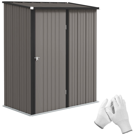 Photo of Outsunny 5.3 x 3.1ft Corrugated Steel Garden Shed - Light Grey in Grey colour on a white background