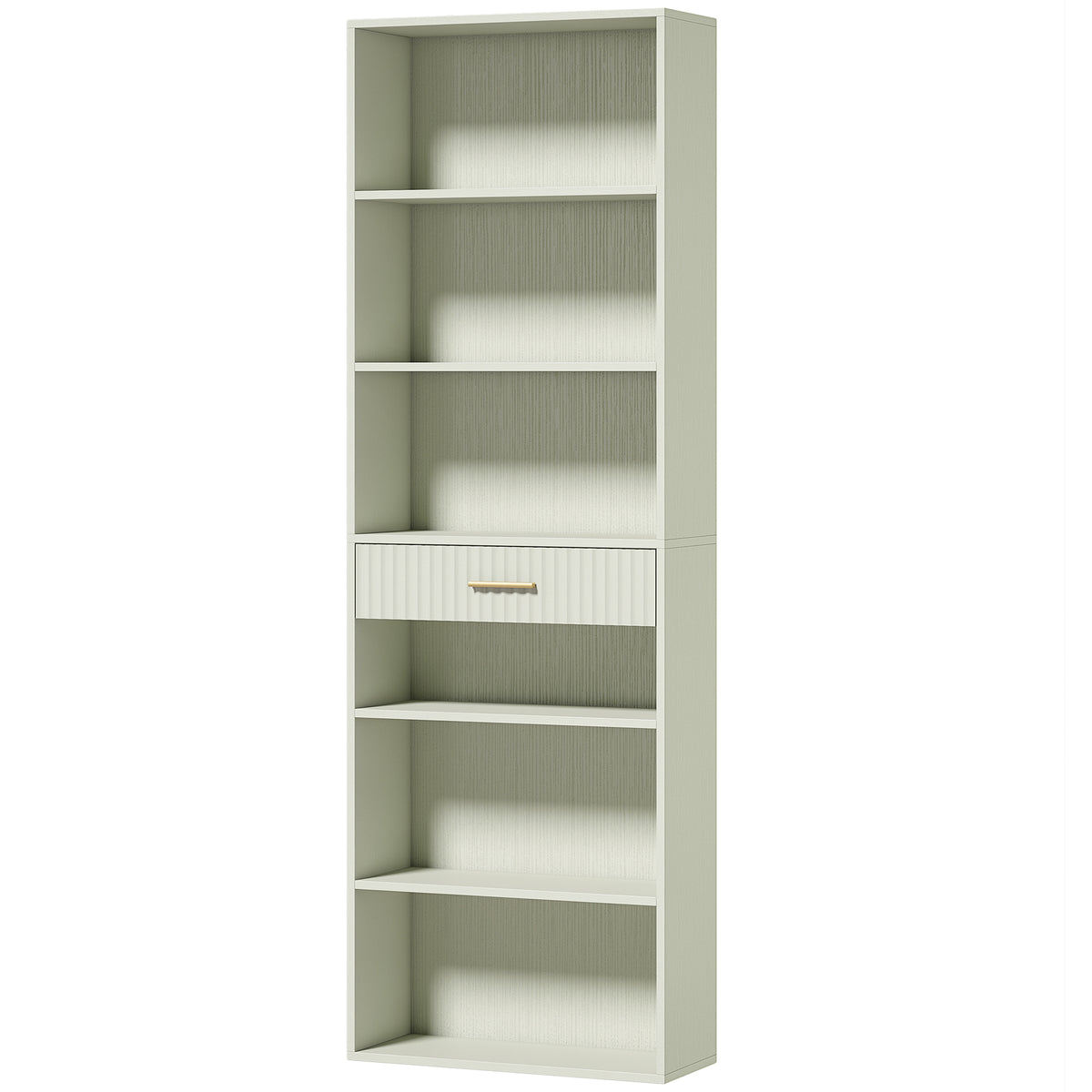 Photo of HOMCOM Bookcase Narrow Tall Space-Saving Bookshelf Drawer Open Shelves 60 x 24 x 182 cm Light Green in Green colour on a white background