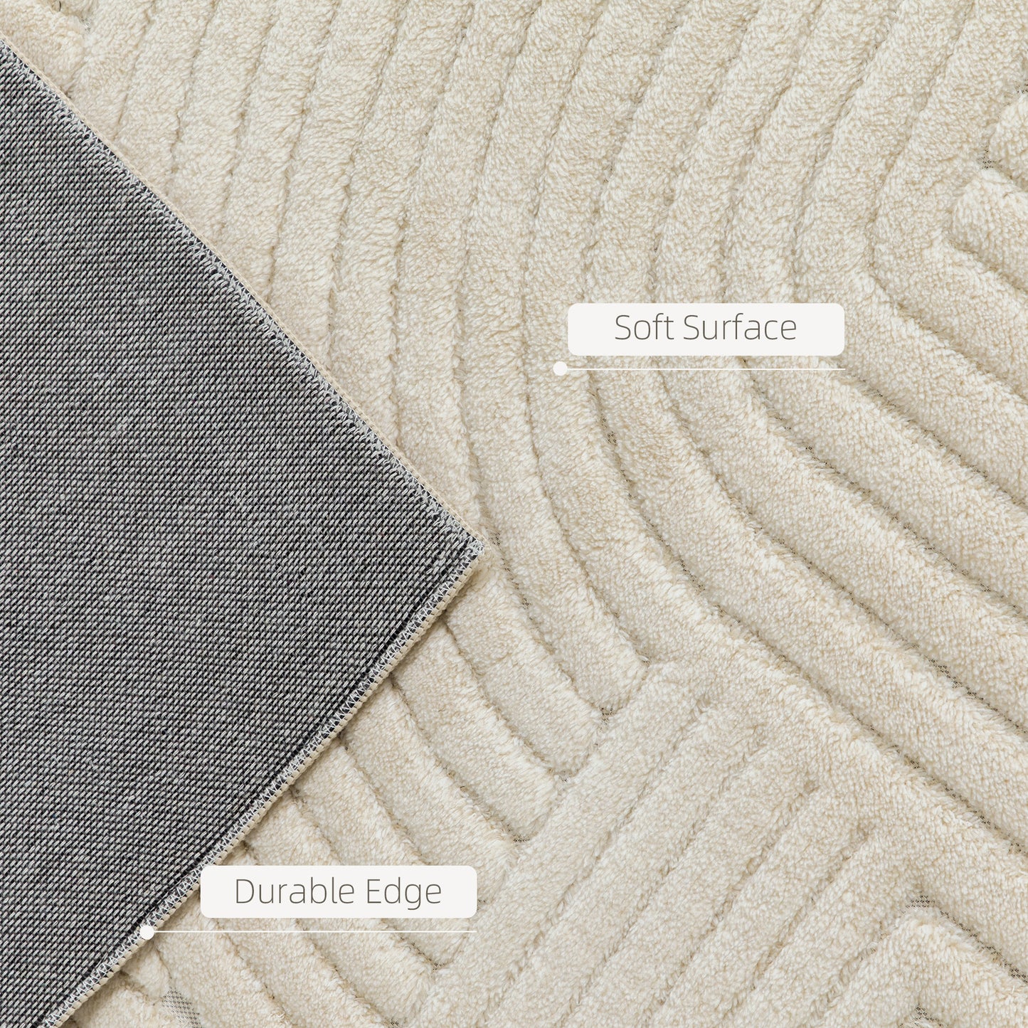 HOMCOM Modern Geometric Rug, Thick Plush, Non-Slip, 200 x 140 cm, Cream, Living Room, Bedroom, Office