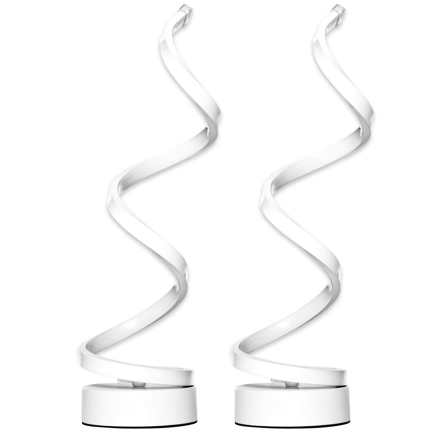 Photo of HOMCOM Set of 2 Modern Wave-Shaped LED Table Lamp with Round Metal Base for Living Room, Bedroom, White in White colour on a white background
