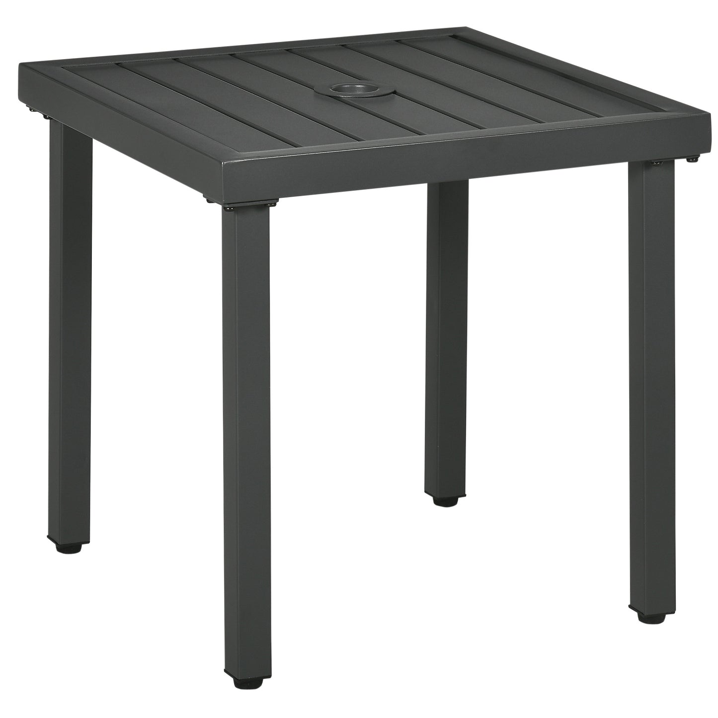 Photo of Outsunny Garden Side Table, 51x51cm Square Patio Coffee Table with Umbrella Hole, End Table with Steel Frame for Balcony, Grey in Grey colour on a white background
