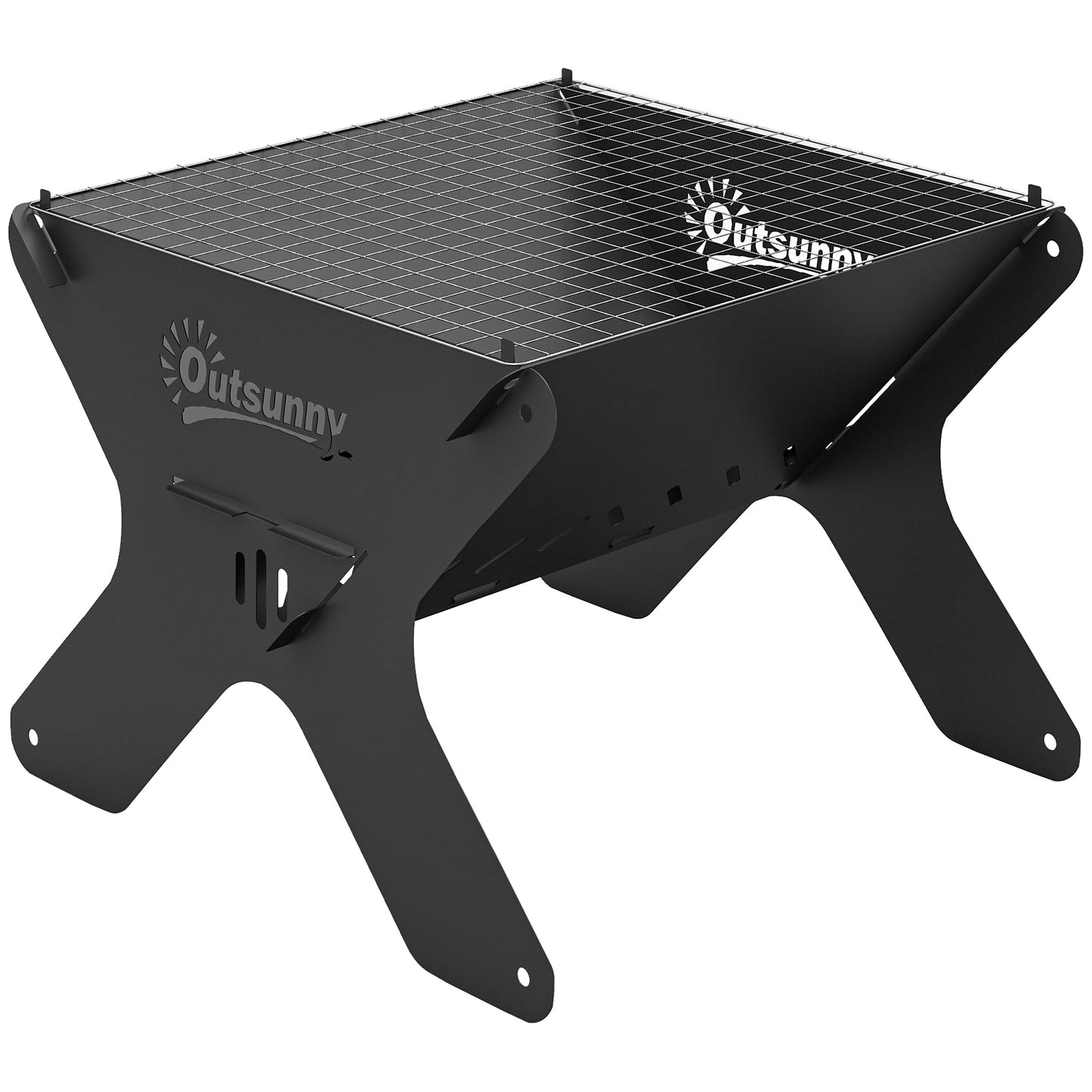 Photo of Outsunny 2-In-1 Portable BBQ Grill and Camping Fire Pit, Tabletop Charcoal Barbecue Grill with Gripper, Gloves and Carry Bag in Bag colour on a white background