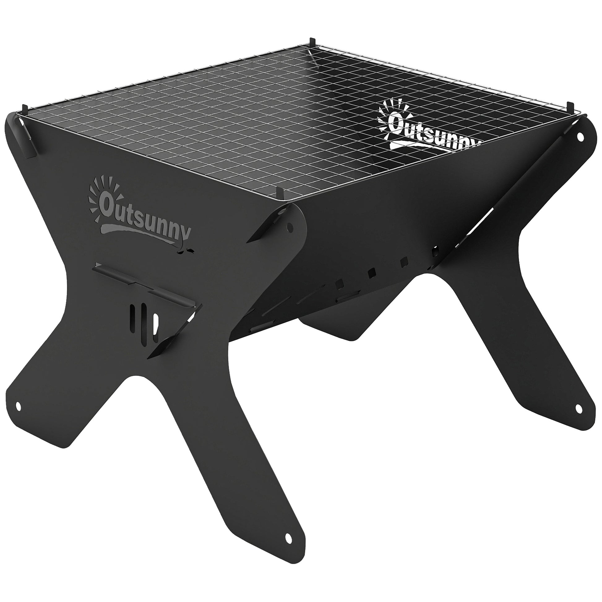 Photo of Outsunny 2-In-1 Portable BBQ Grill and Camping Fire Pit, Tabletop Charcoal Barbecue Grill with Gripper, Gloves and Carry Bag in Bag colour on a white background