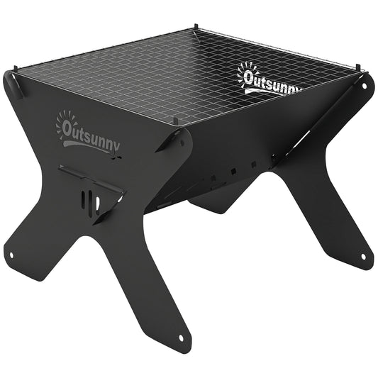 Photo of Outsunny 2-In-1 Portable BBQ Grill and Camping Fire Pit, Tabletop Charcoal Barbecue Grill with Gripper, Gloves and Carry Bag in Bag colour on a white background