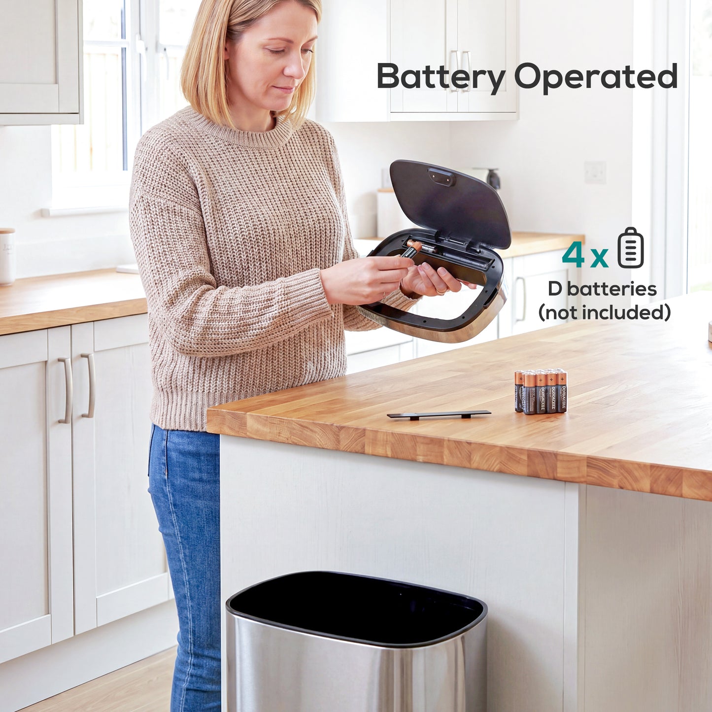 HOMCOM 58L Motion Sensor Bin, Automatic Touchless Rubbish Bin with Fingerprint Resistant Stainless Steel for Kitchen, Hygienic Gyms, Home Office Use, Silver Tone