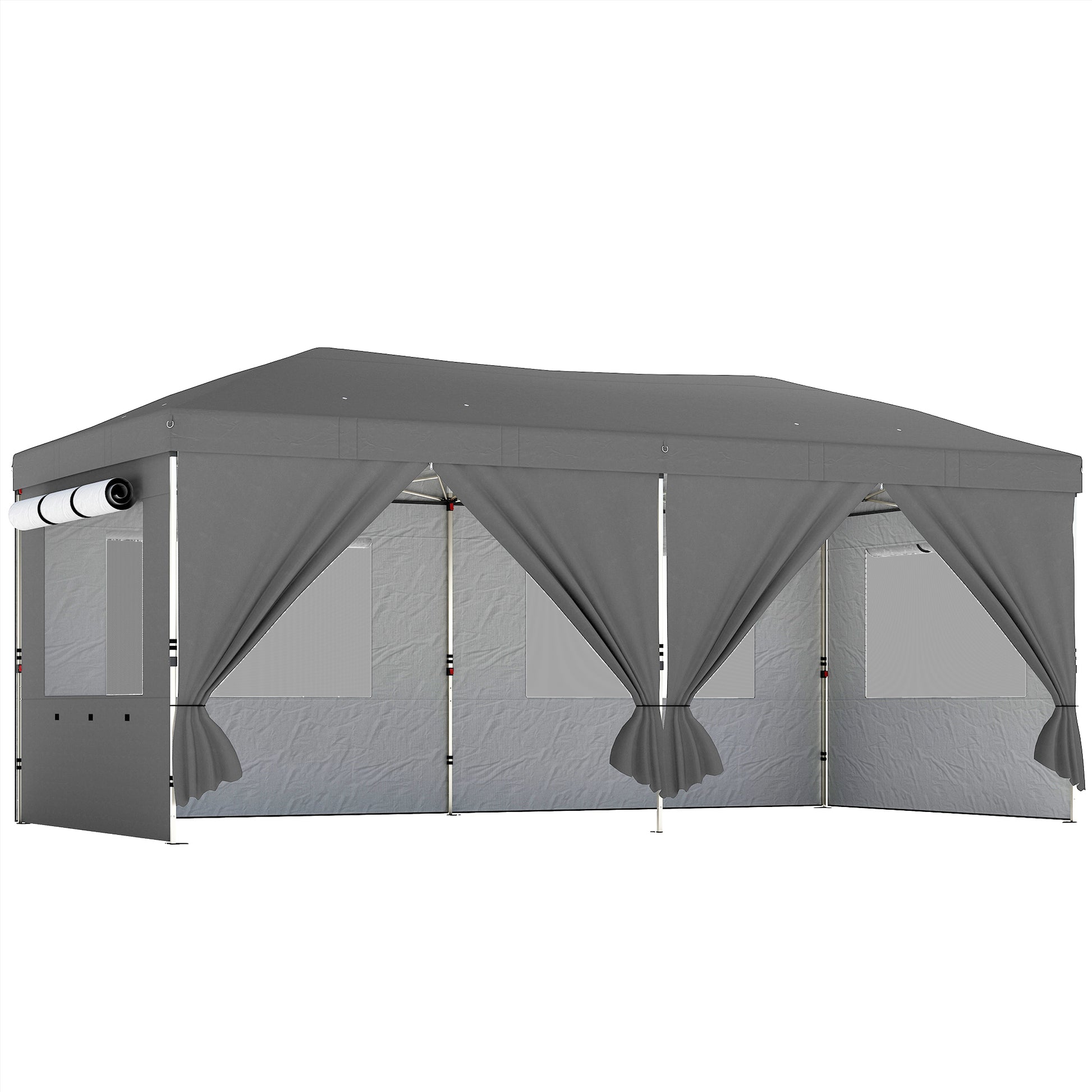 Photo of Outsunny 3 x 6 m Pop Up Canopy with UV50+ Protection Garden Gazebo with 6 Sidewalls, Dark Grey in Grey colour on a white background