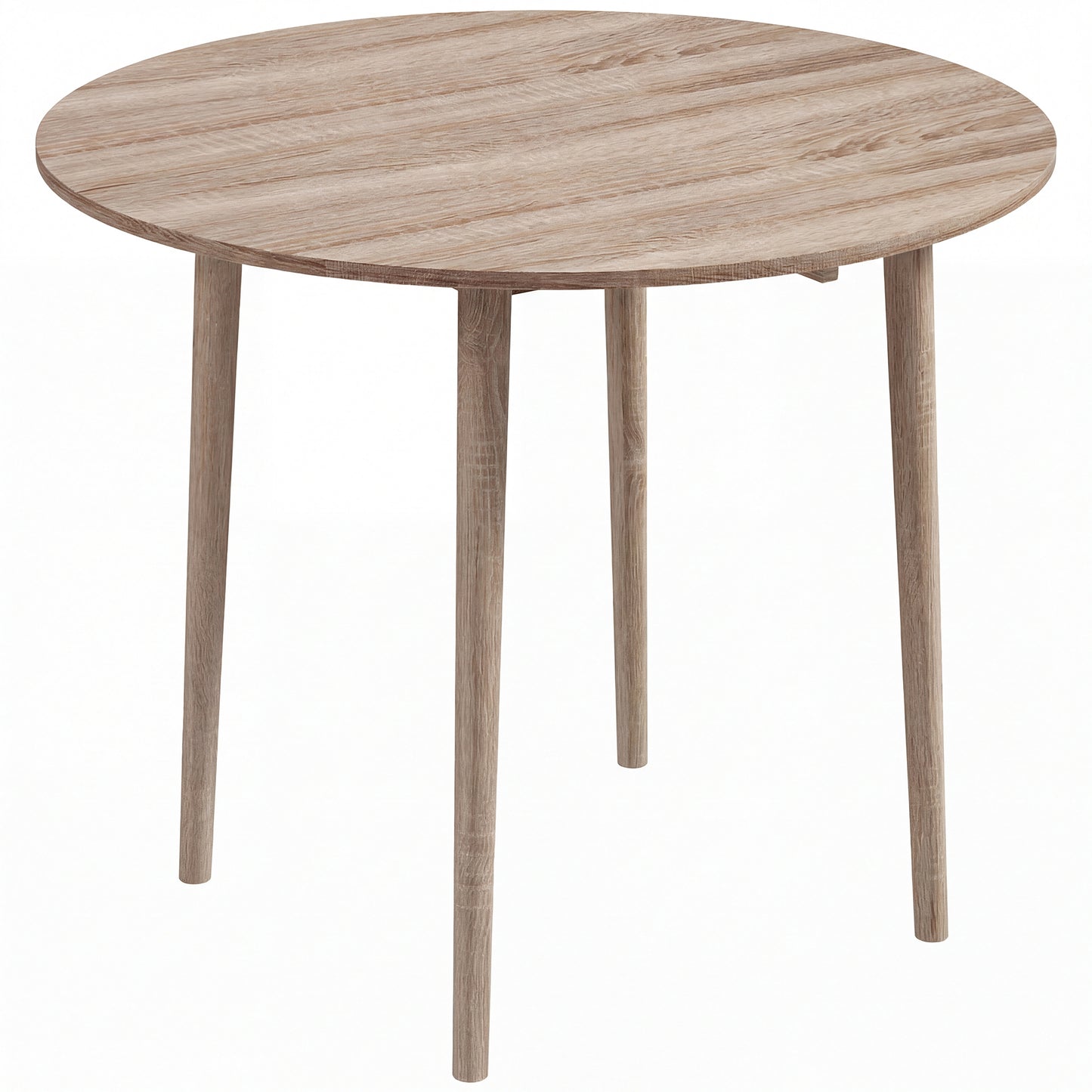 Photo of HOMCOM Folding Dining Table for 4, Round Drop Leaf Table, Modern Space Saving Small Kitchen Table with Wood Legs for Dining Room, Natural in Natural colour on a white background