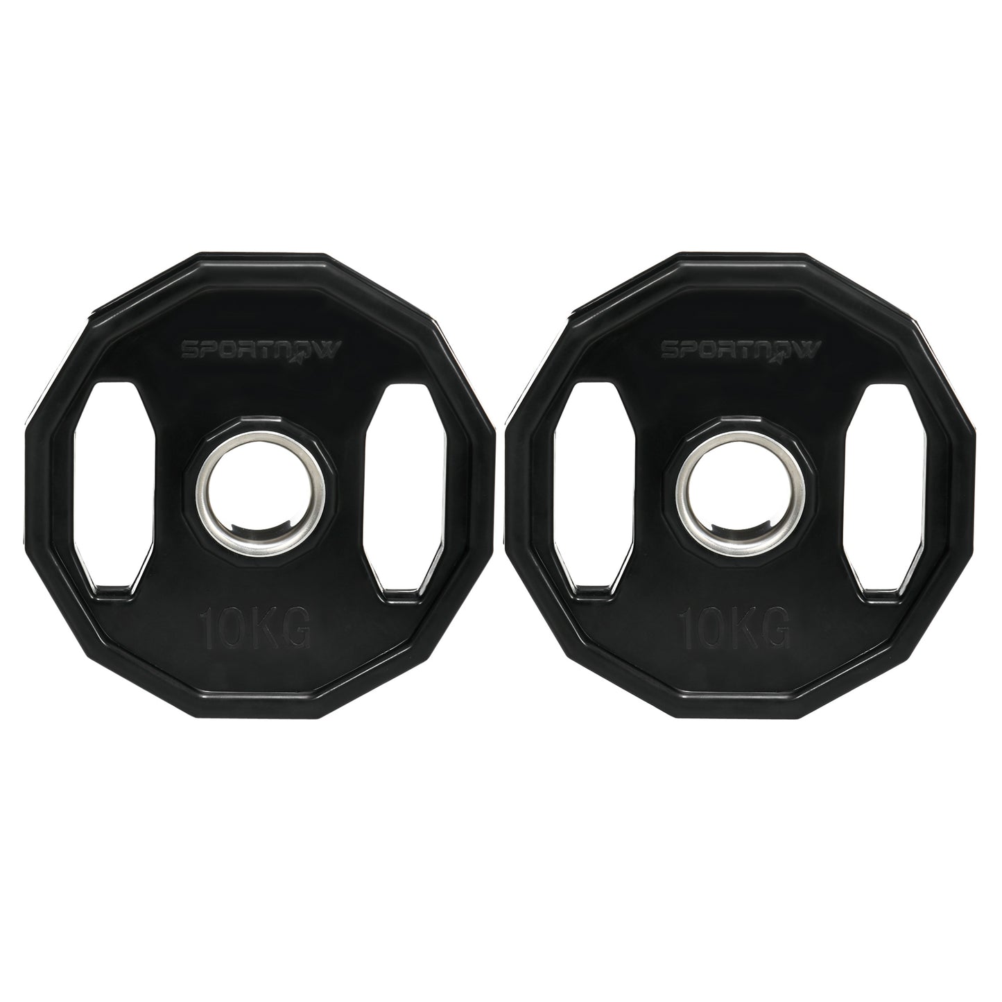 Photo of SPORTNOW Olympic Weight Plates Set, Metal and Rubber Bumper Plates Weights Discs with 2"/5cm Holes, for Home Gym Weight Lifting Strength Training, 2 x 10kg, Black in Black colour on a white background