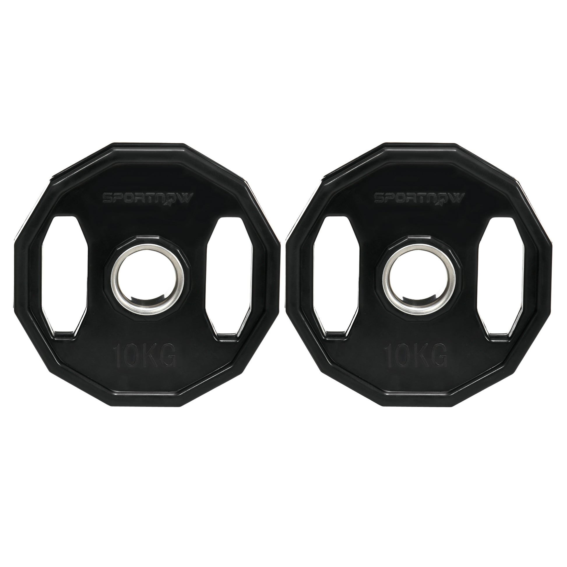 Photo of SPORTNOW Olympic Weight Plates Set, Metal and Rubber Bumper Plates Weights Discs with 2"/5cm Holes, for Home Gym Weight Lifting Strength Training, 2 x 10kg, Black in Black colour on a white background