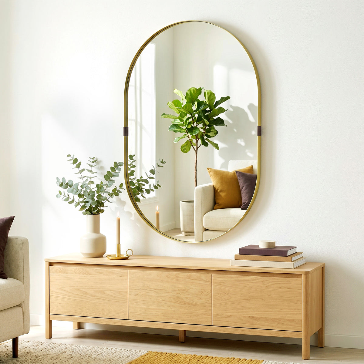 HOMCOM Wall Mirror, Bathroom Mirror with Elevated Aluminium Alloy Frame, 60 x 90 cm, Gold Tone