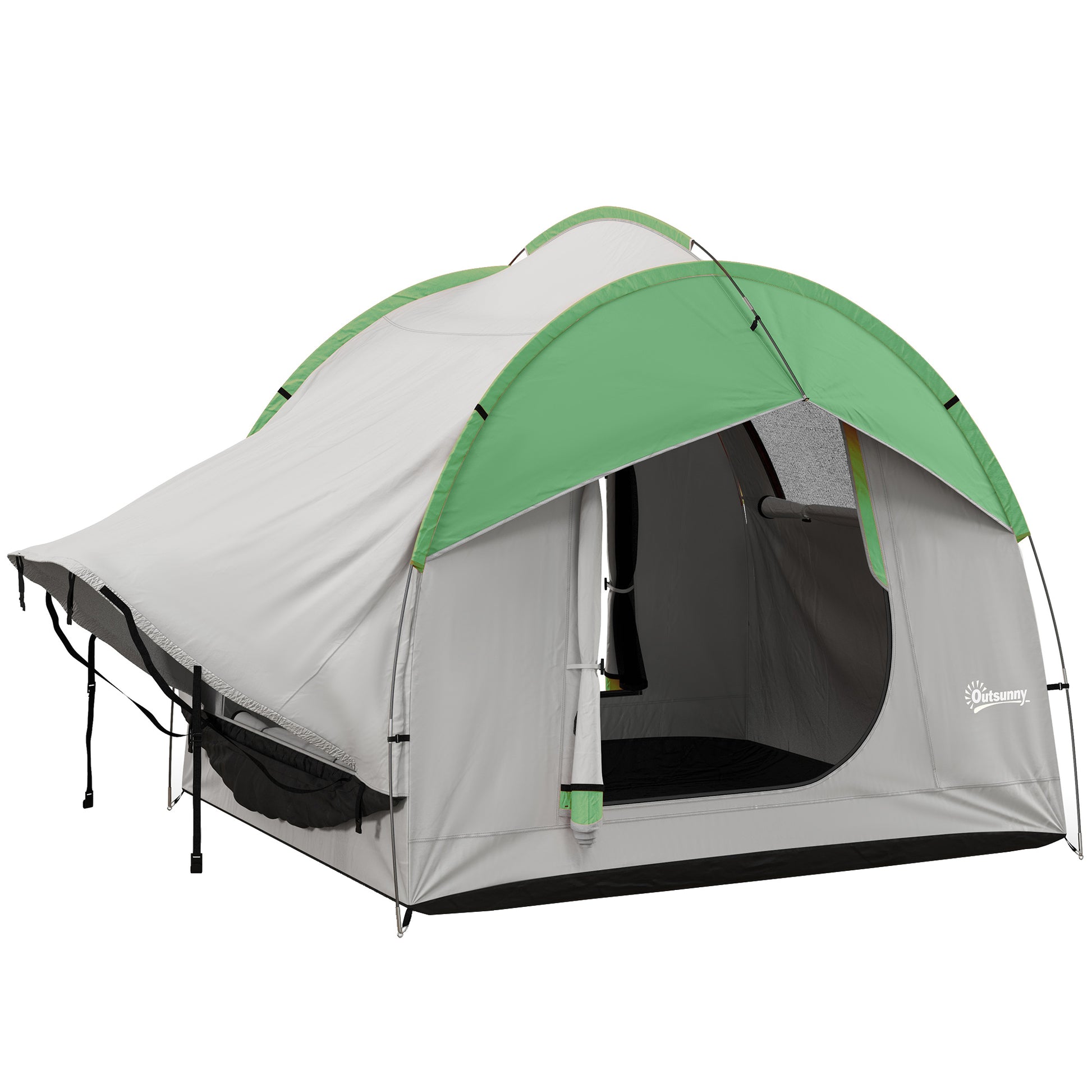 Photo of Outsunny SUV Car Tent for Camping, Waterproof PU2000mm, 5 Man Tailgate Tent, 2.4 x 2.1 m, Grey and  Green in Green colour on a white background
