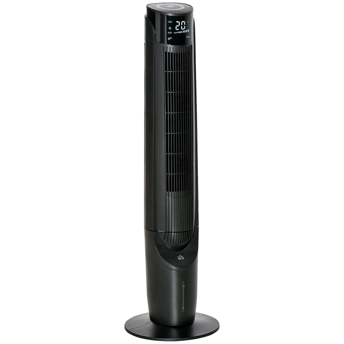 Photo of HOMCOM Ice Cooling Tower Fan, Water Conditioner Evaporative Air Cooler Unit with 4 Modes, 3 Speed, Remote Control, Timer, Oscillating for Home Bedroom, Black in Black colour on a white background