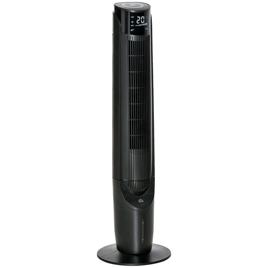 Photo of HOMCOM Ice Cooling Tower Fan, Water Conditioner Evaporative Air Cooler Unit with 4 Modes, 3 Speed, Remote Control, Timer, Oscillating for Home Bedroom, Black in Black colour on a white background